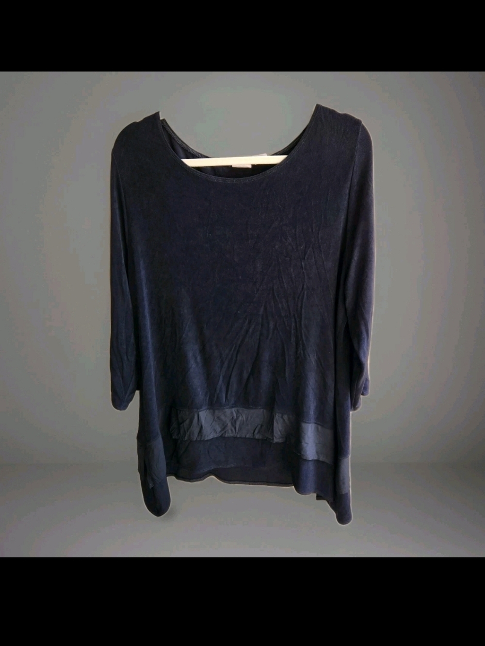 Chicos Travelers Tunic Size 3 US XL Black Slinky Knit Long Sleeve